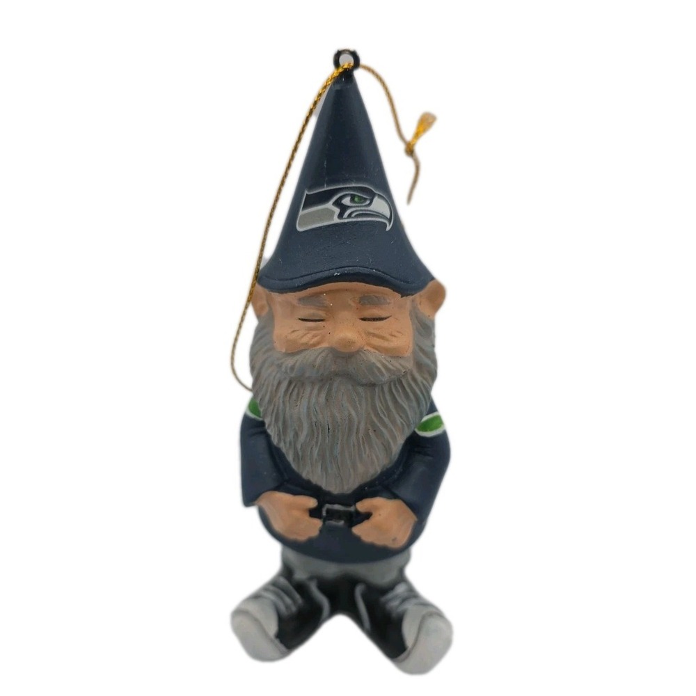 Seattle Seahawks NFL Gnome Ornament NWT Emerald City Football Decor Man Cave Bar